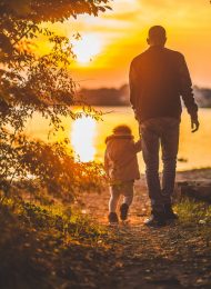 light sunset people water